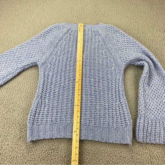 Moth Mohair Wool Blend Pull Over Cable Knit Bell Sleeve V-Neck Sweater  Size: XS - Picture 10 of 14